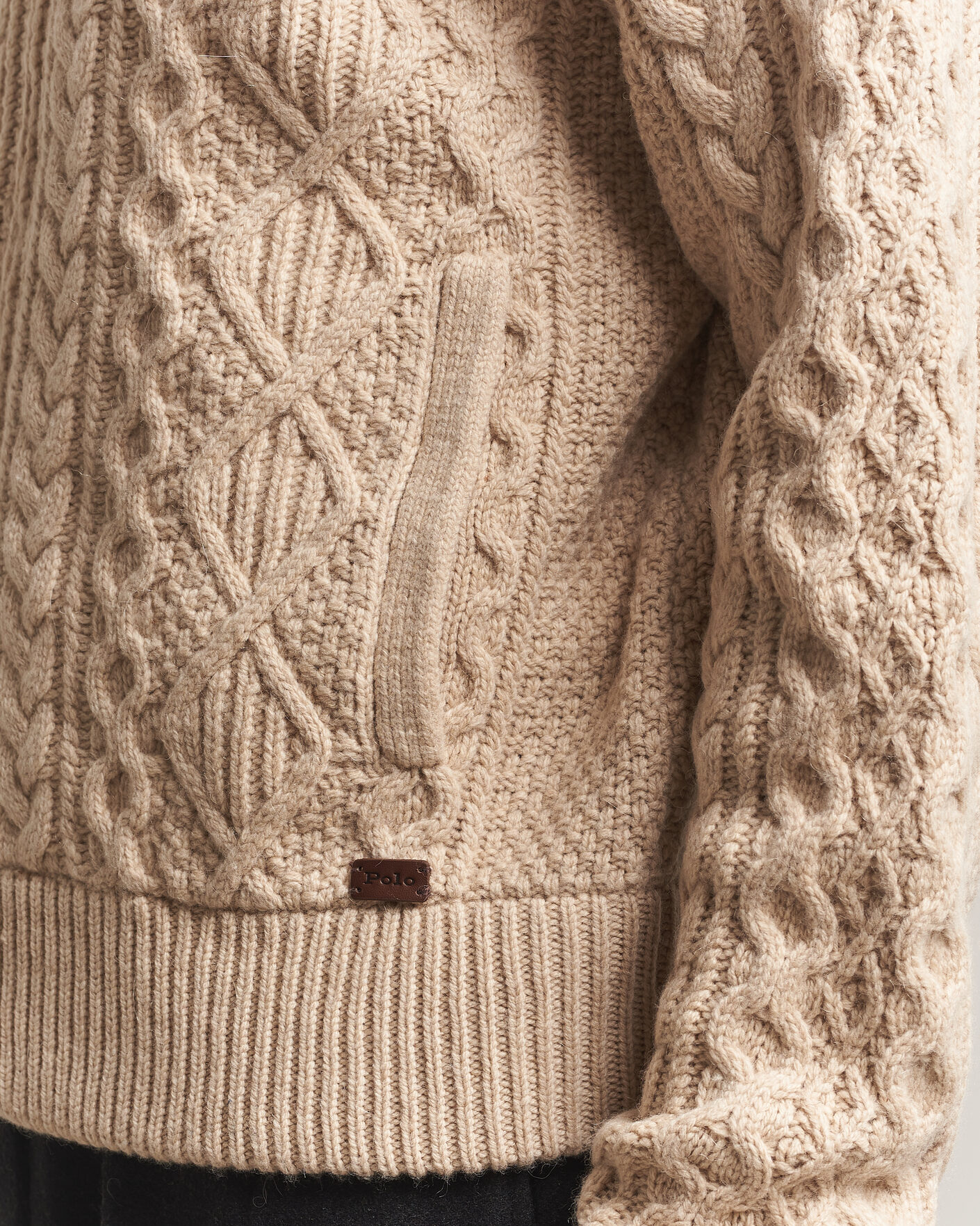 Uomini | Maglieria | Polo Ralph Lauren | Wool/Alpaca Aran Full-Zip Jicama Brown Heather