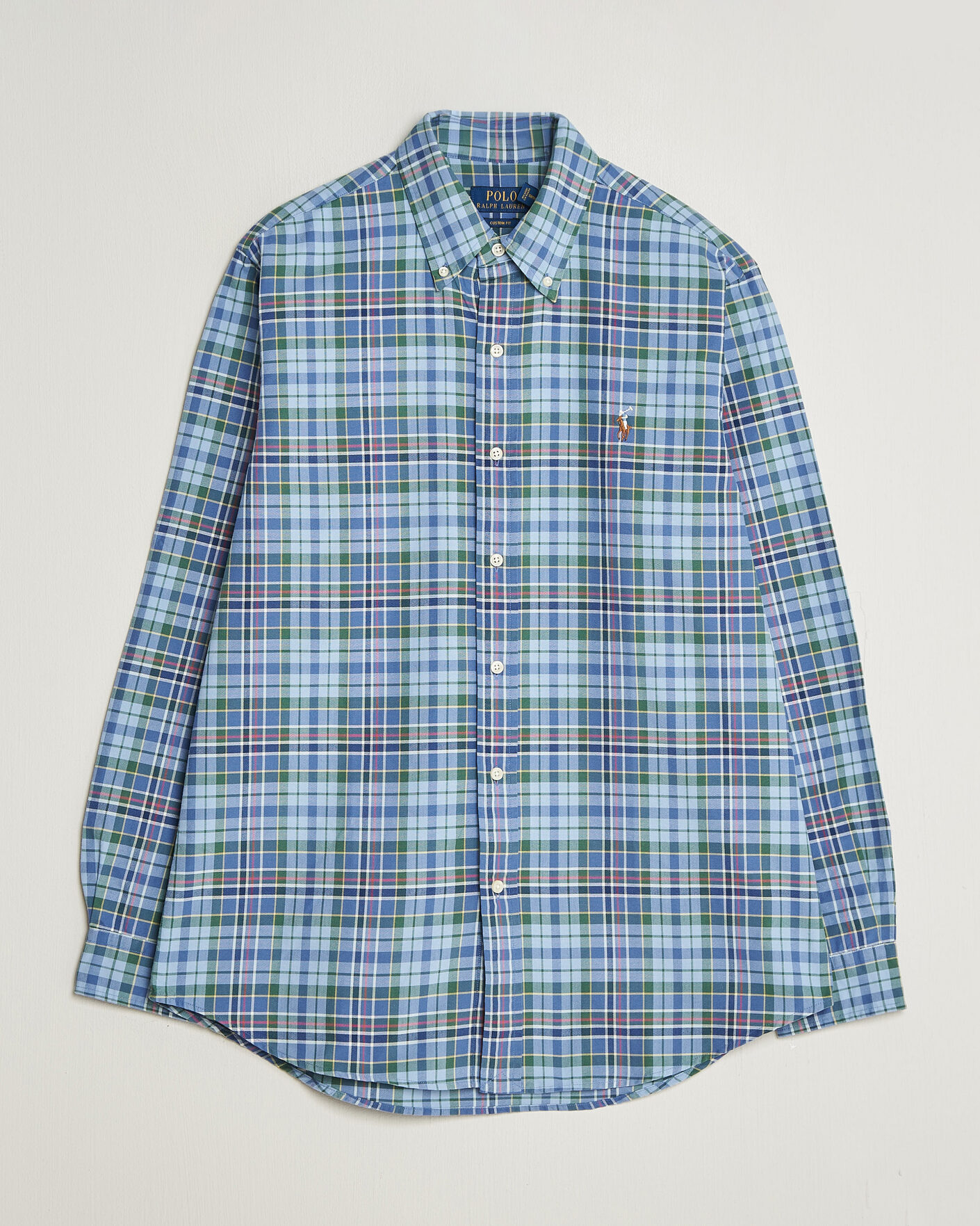 Uomini | Camicie | Polo Ralph Lauren | Custom Slim Fit Check Oxford Shirt Blue Dusty/Green