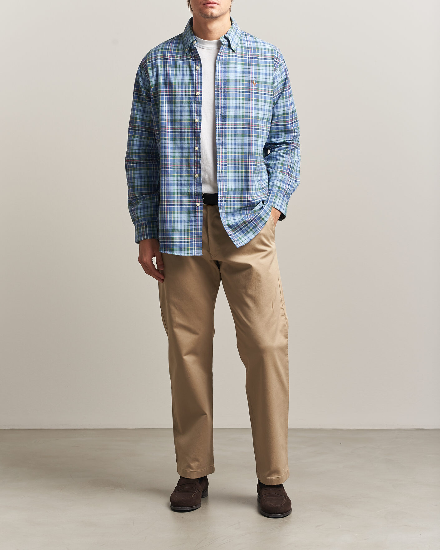 Uomini | Camicie | Polo Ralph Lauren | Custom Slim Fit Check Oxford Shirt Blue Dusty/Green