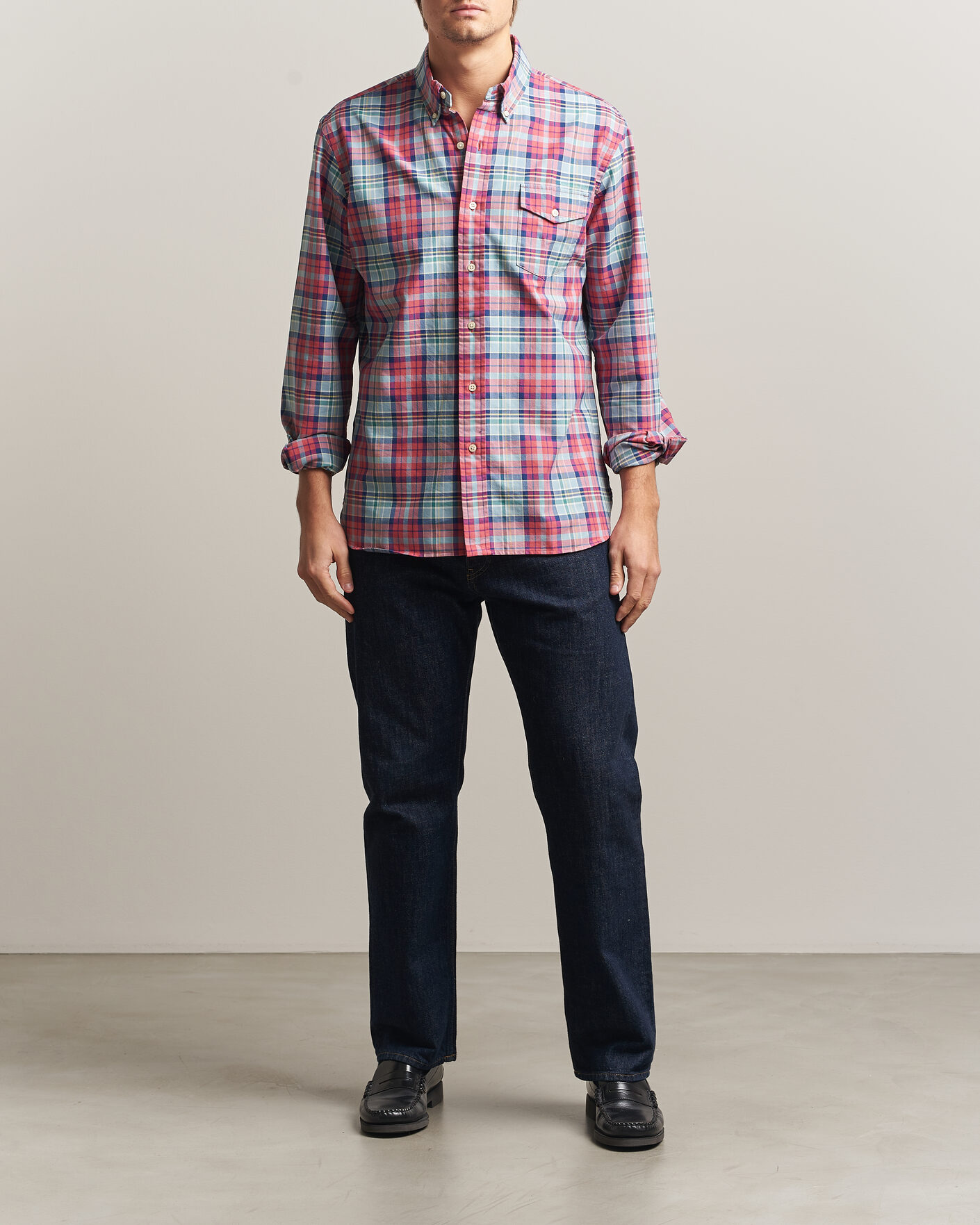 Uomini | Camicie | Polo Ralph Lauren | Classic Fit Checked Oxford Sport Shirt Red Dusty Blue