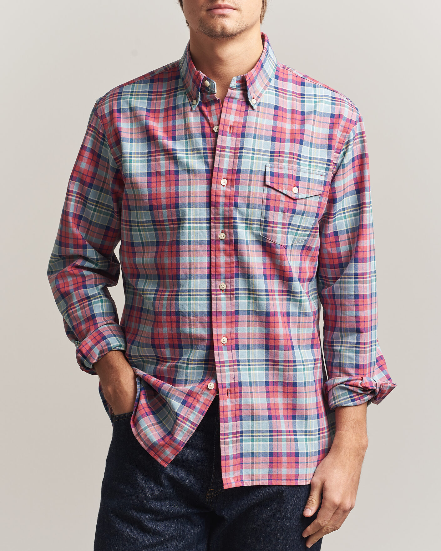 Uomini | Camicie | Polo Ralph Lauren | Classic Fit Checked Oxford Sport Shirt Red Dusty Blue