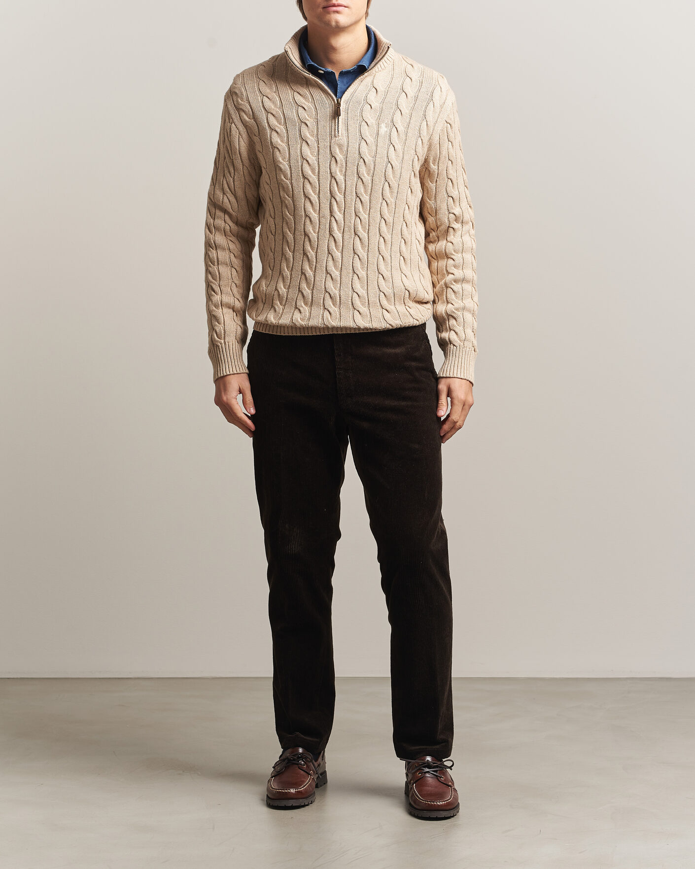 Uomini | Maglieria | Polo Ralph Lauren | Cotton Cable Half Zip Brown Heather