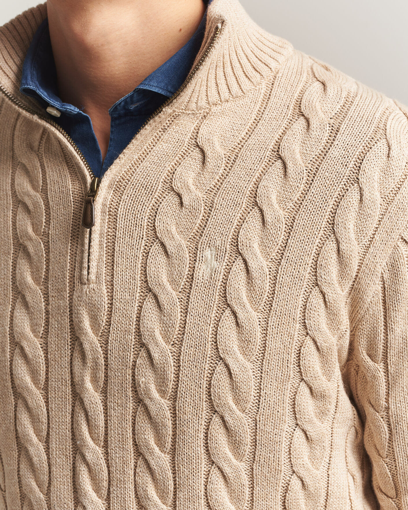Uomini | Maglieria | Polo Ralph Lauren | Cotton Cable Half Zip Brown Heather