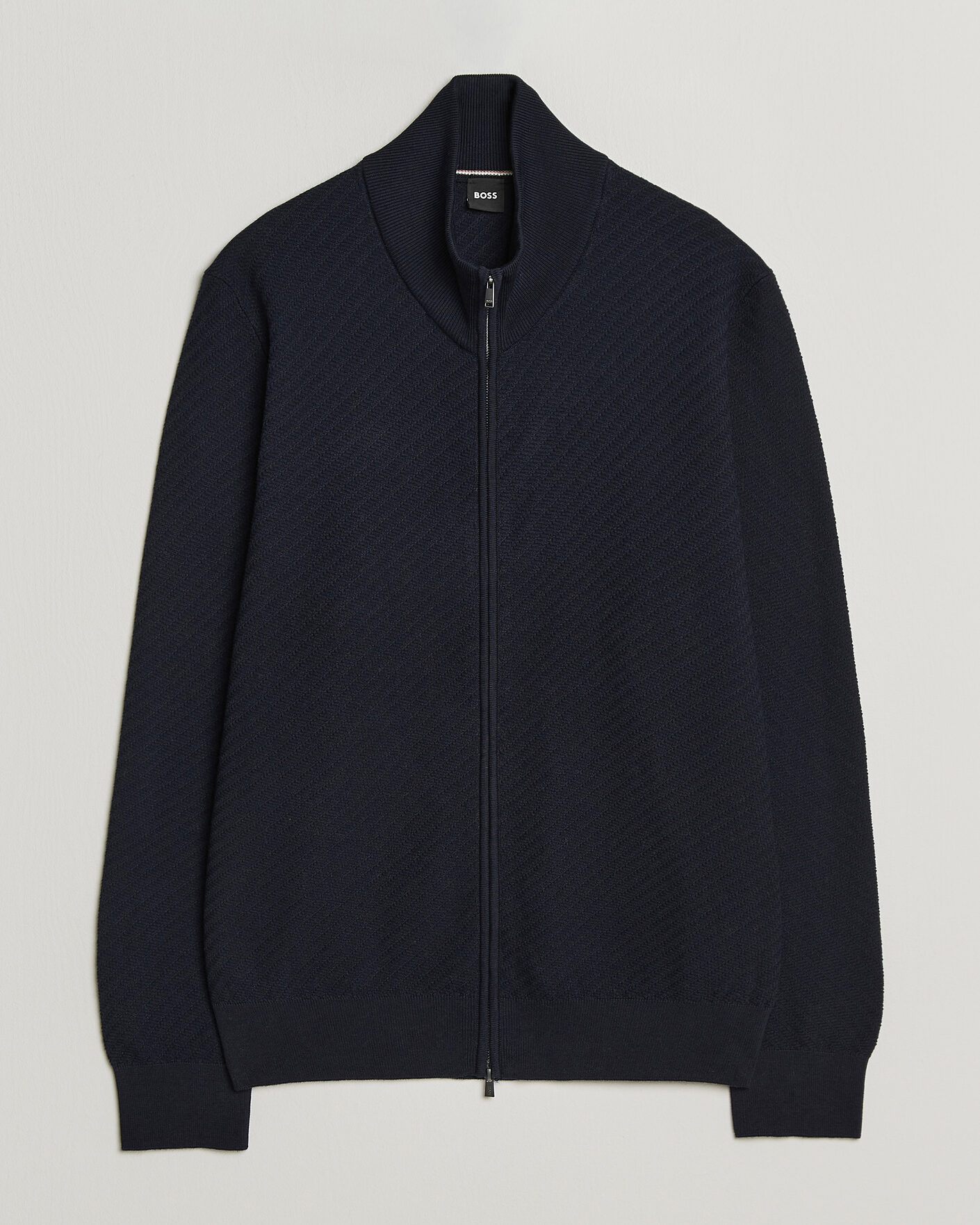 Uomini | Maglieria | BOSS BLACK | Loretti Cotton Knitted Full Zip Dark Blue