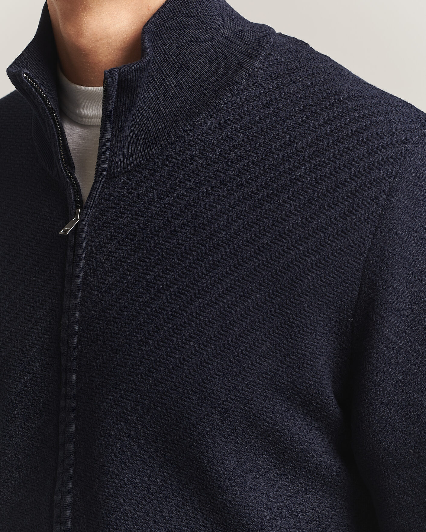 Uomini | Maglieria | BOSS BLACK | Loretti Cotton Knitted Full Zip Dark Blue