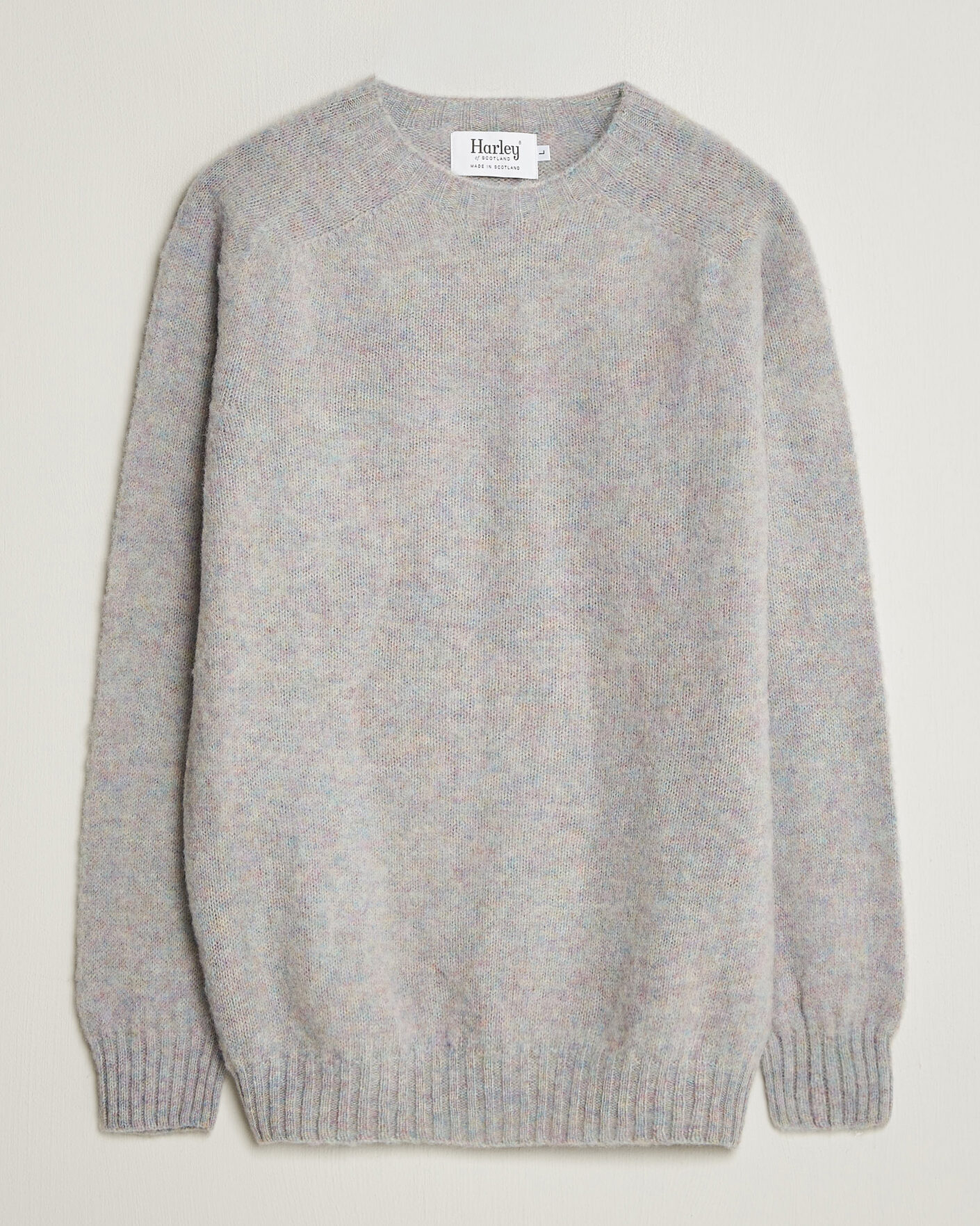 Uomini | Maglieria | Harley Of Scotland | Brushed Supersoft Lambswool Crewneck Aurora