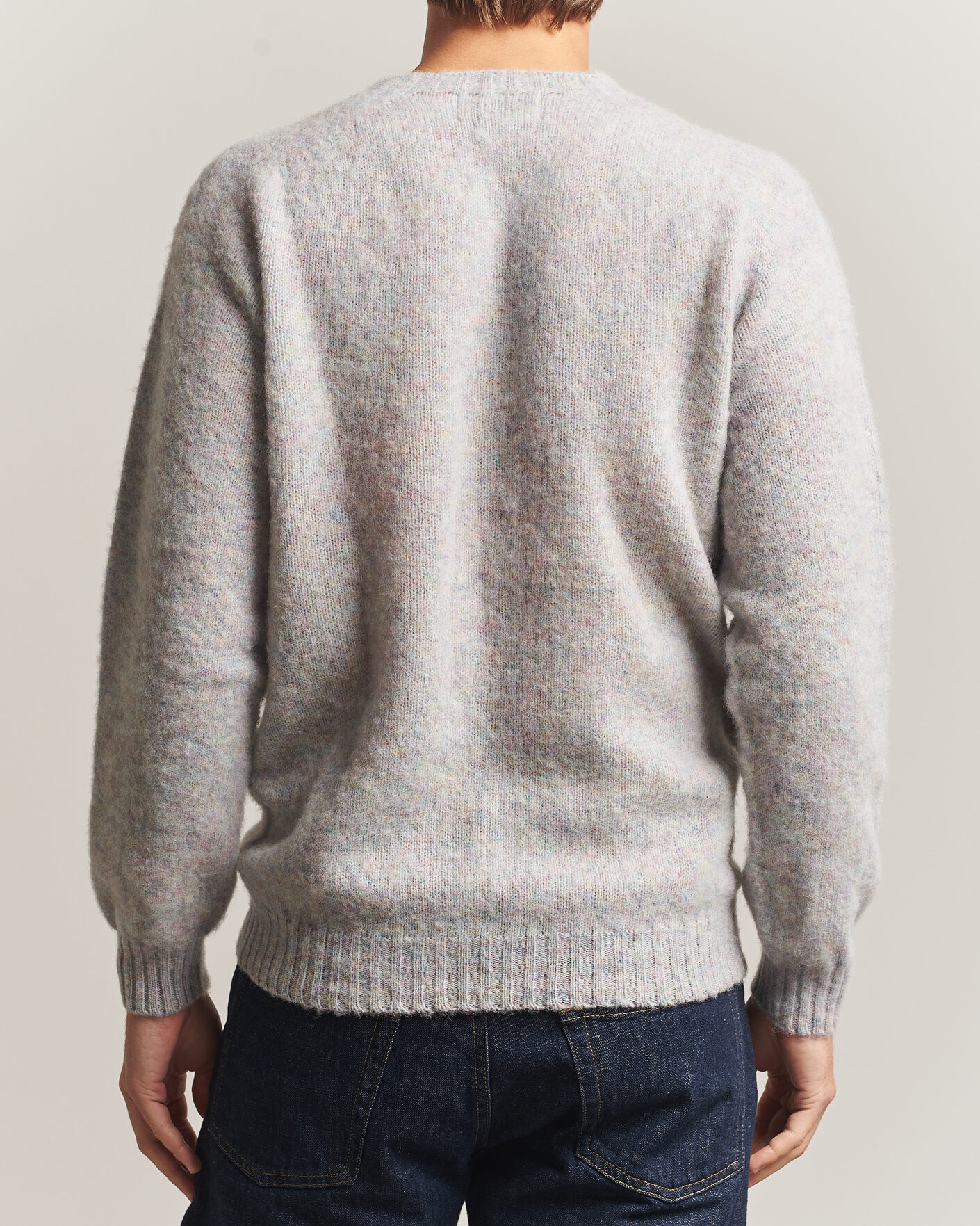 Uomini | Maglieria | Harley Of Scotland | Brushed Supersoft Lambswool Crewneck Aurora
