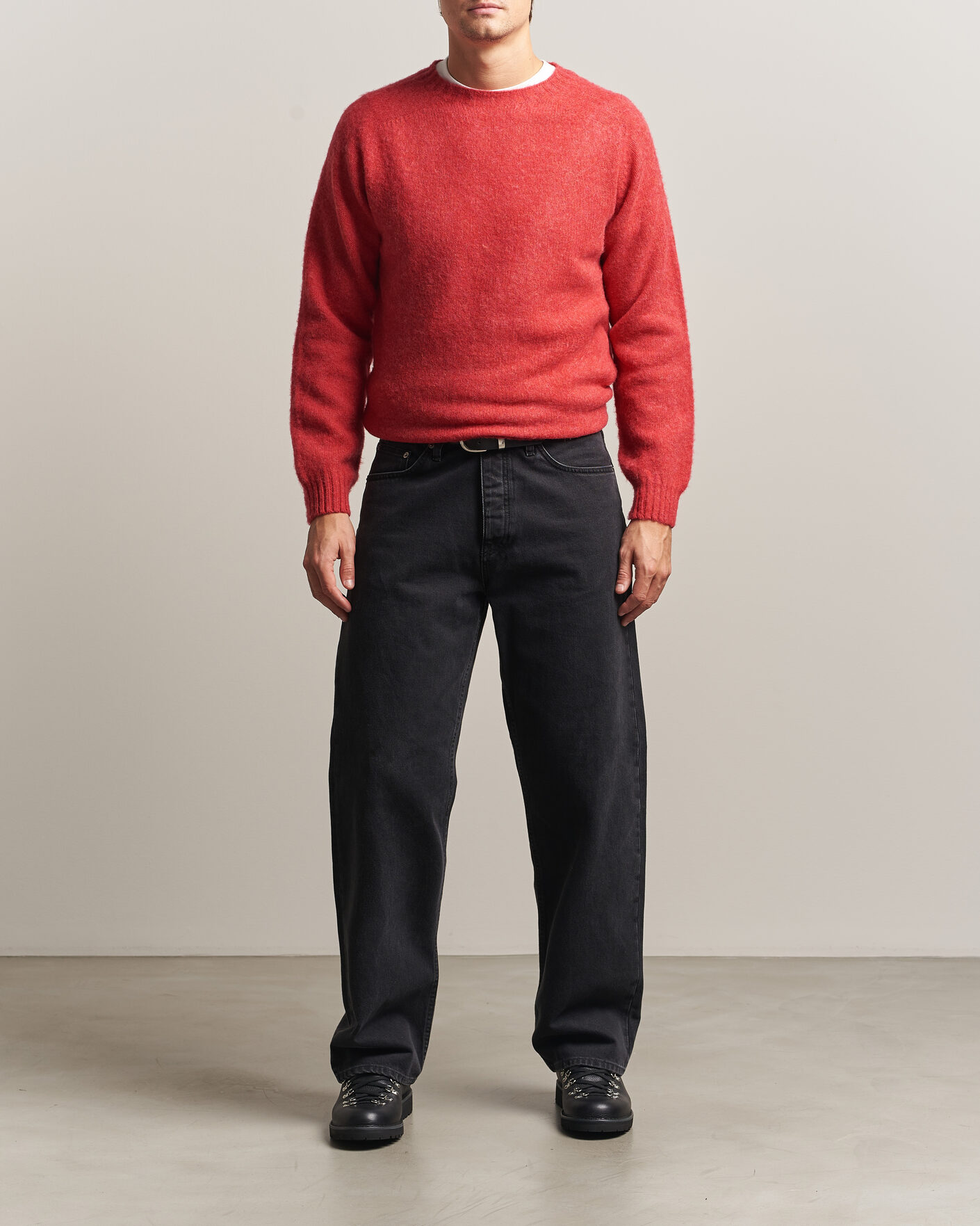 Uomini | Maglieria | Harley Of Scotland | Brushed Supersoft Lambswool Crewneck Damask