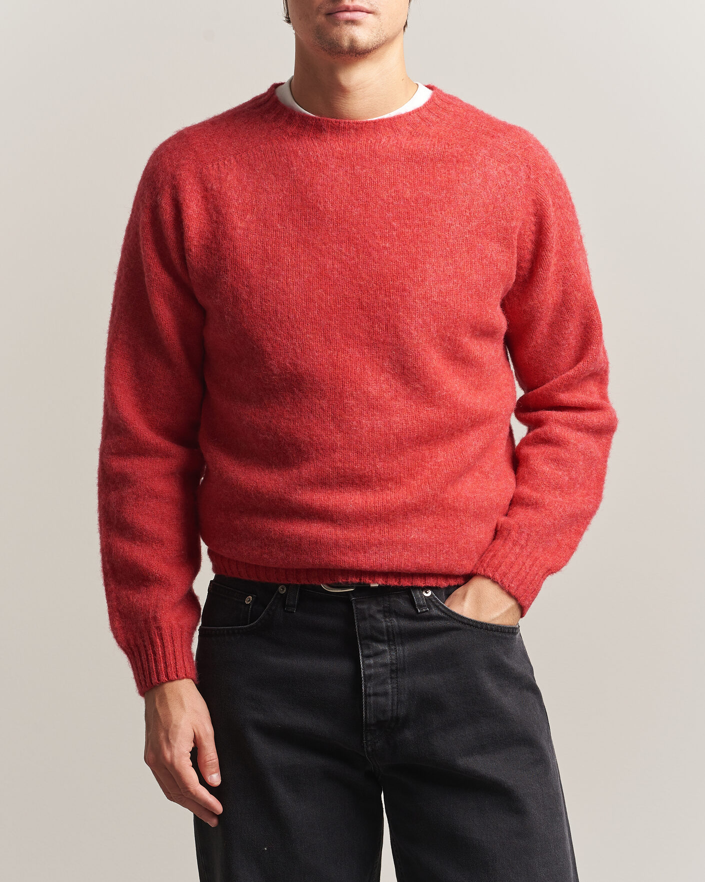 Uomini | Maglieria | Harley Of Scotland | Brushed Supersoft Lambswool Crewneck Damask