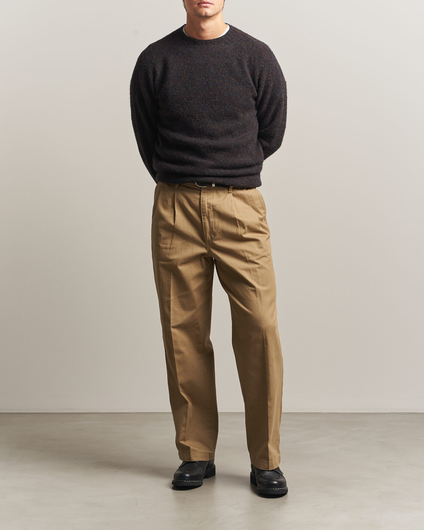 Uomini | Maglieria | Harley Of Scotland | Brushed Supersoft Lambswool Crewneck Volcano