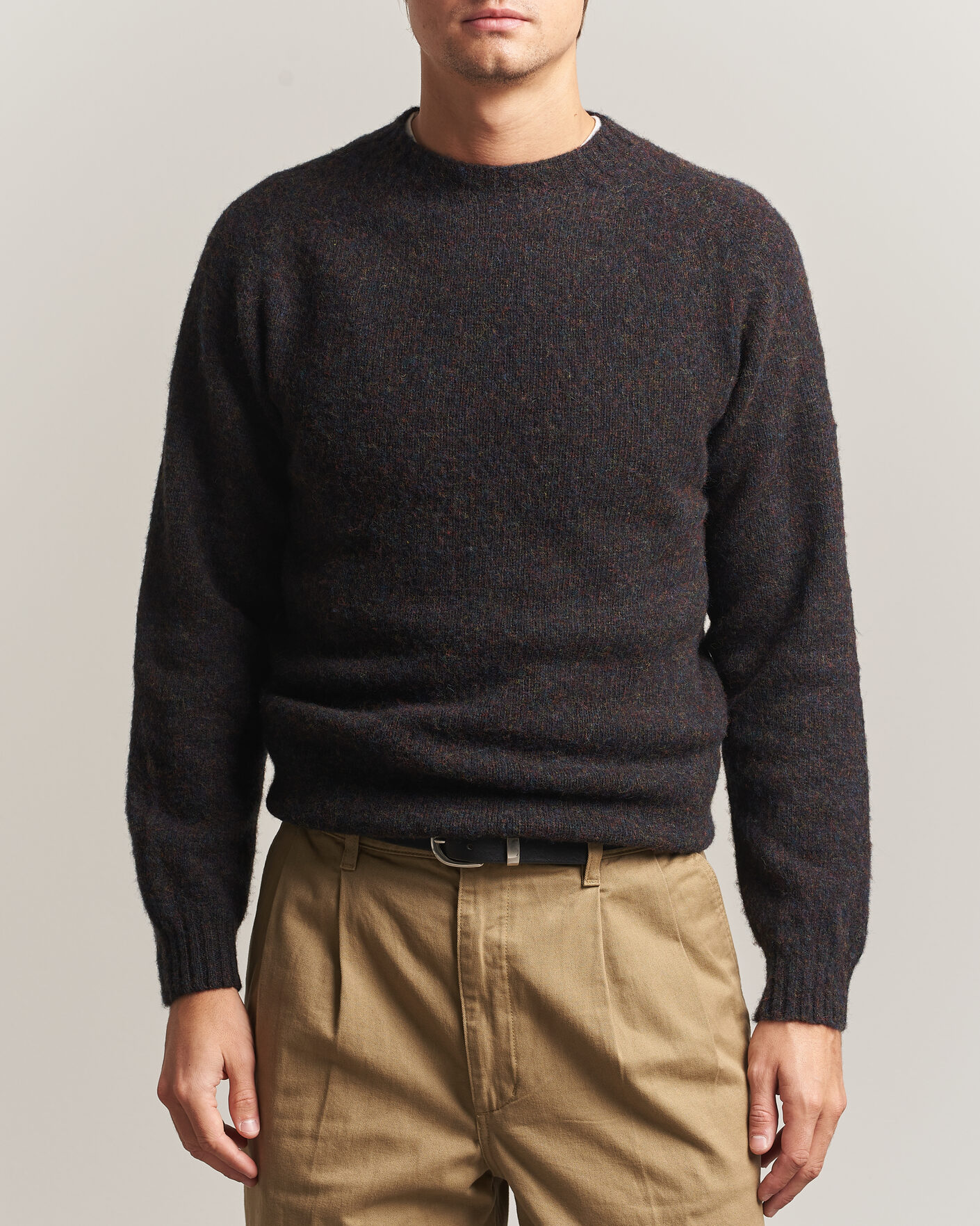 Uomini | Maglieria | Harley Of Scotland | Brushed Supersoft Lambswool Crewneck Volcano