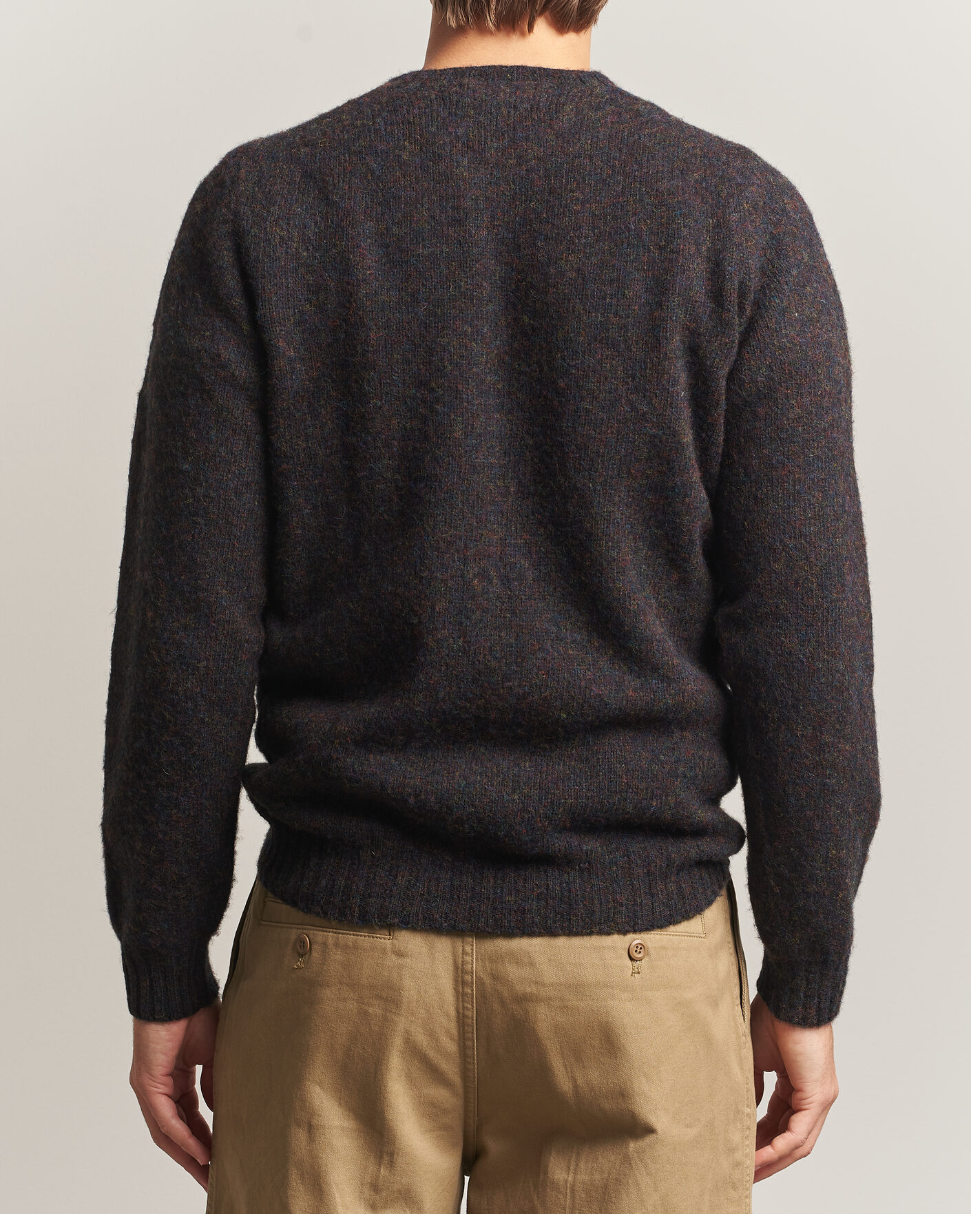 Uomini | Maglieria | Harley Of Scotland | Brushed Supersoft Lambswool Crewneck Volcano