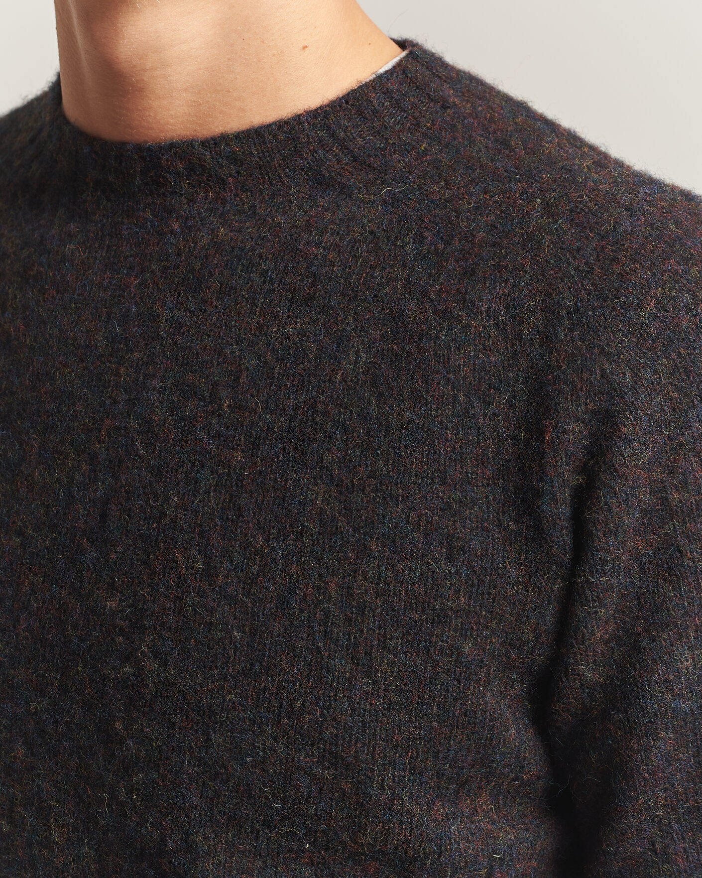 Uomini | Maglieria | Harley Of Scotland | Brushed Supersoft Lambswool Crewneck Volcano