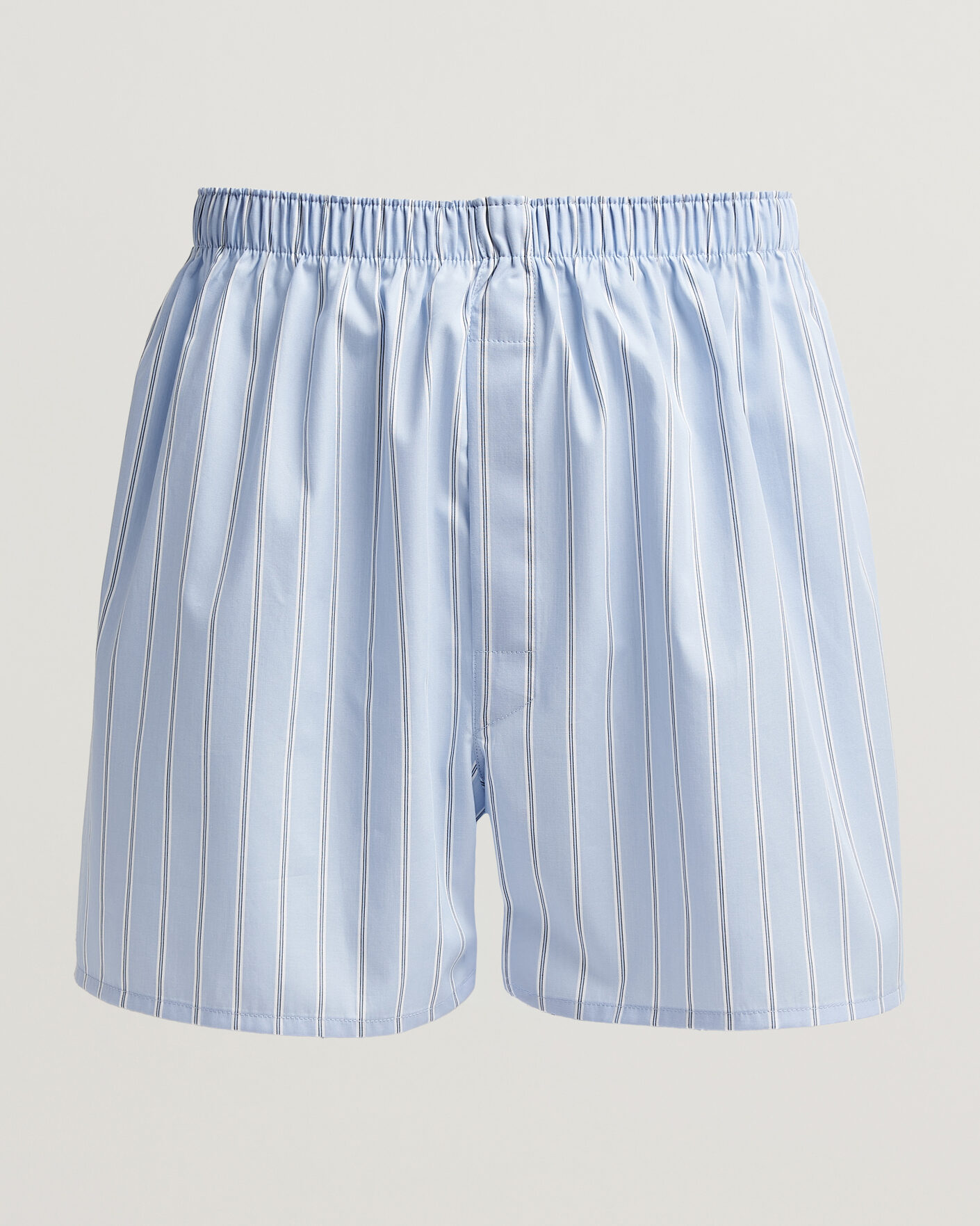 Uomini | Biancheria intima | Sunspel | Classic Woven Cotton Boxer Shorts Blue Wide Stripe