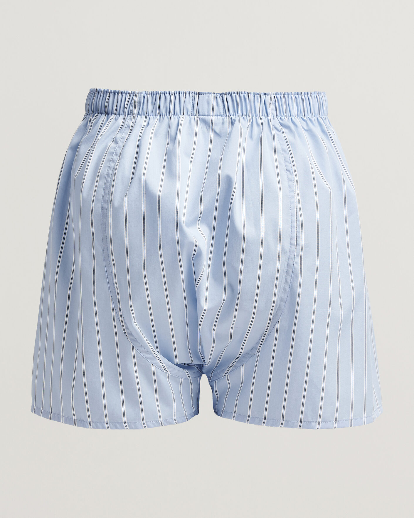 Uomini | Biancheria intima | Sunspel | Classic Woven Cotton Boxer Shorts Blue Wide Stripe
