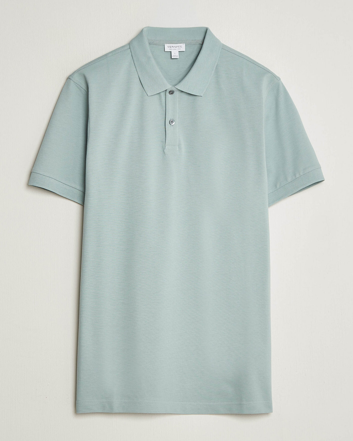 Uomini | Polo | Sunspel | Short Sleeve Pique Polo Light Green