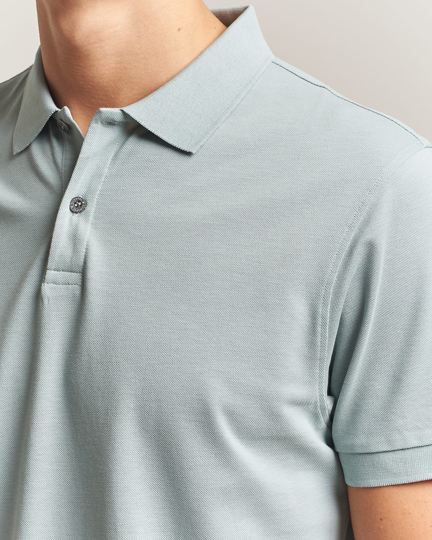 Uomini | Polo | Sunspel | Short Sleeve Pique Polo Light Green