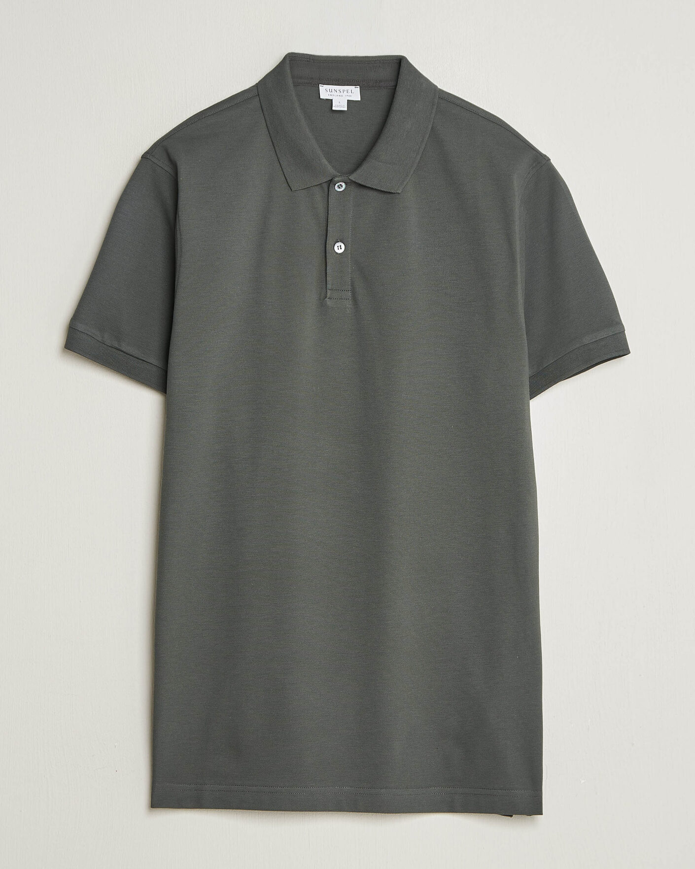 Uomini | Polo | Sunspel | Short Sleeve Pique Polo Slate Green