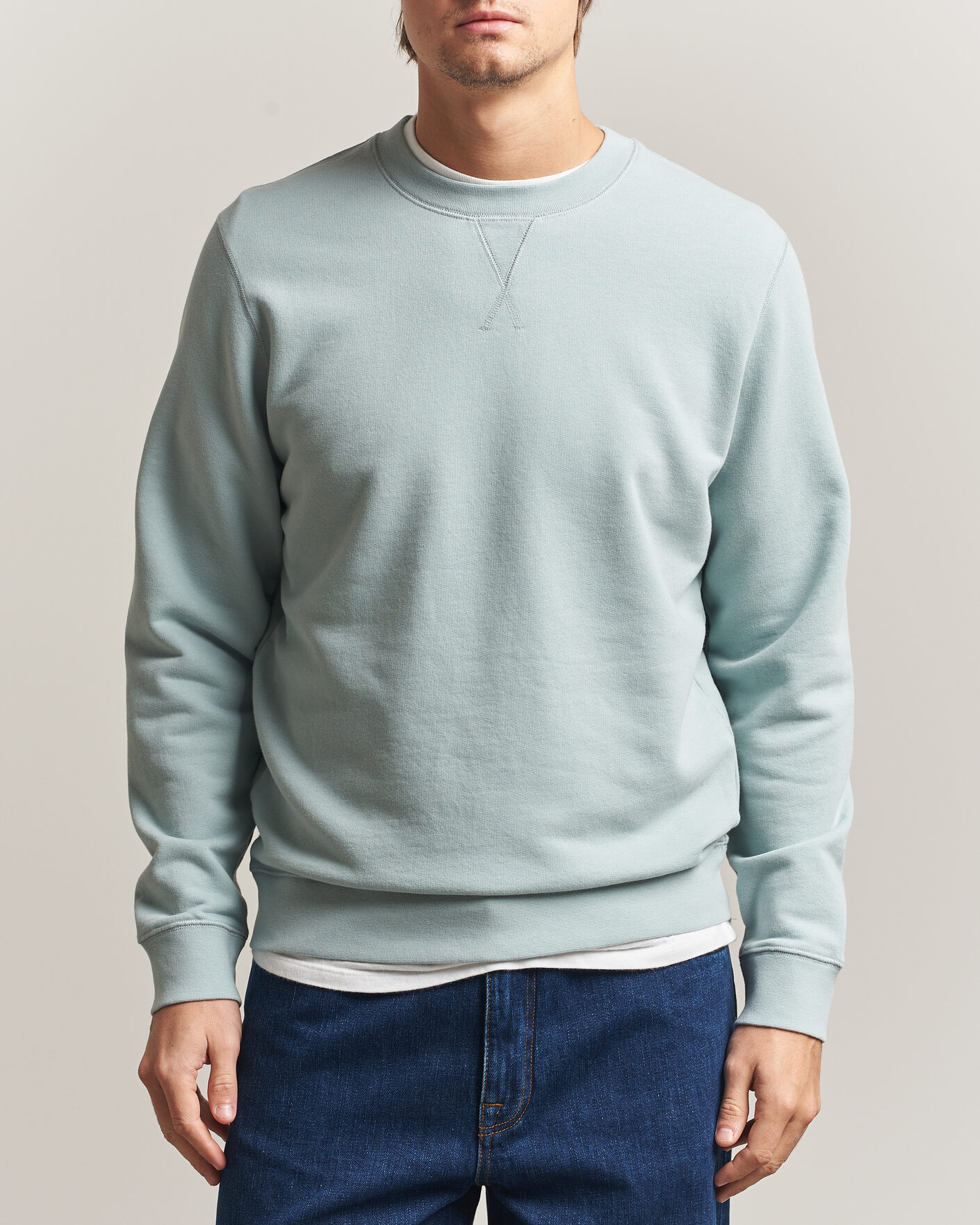 Uomini | Maglieria | Sunspel | Loopback Sweatshirt Light Green