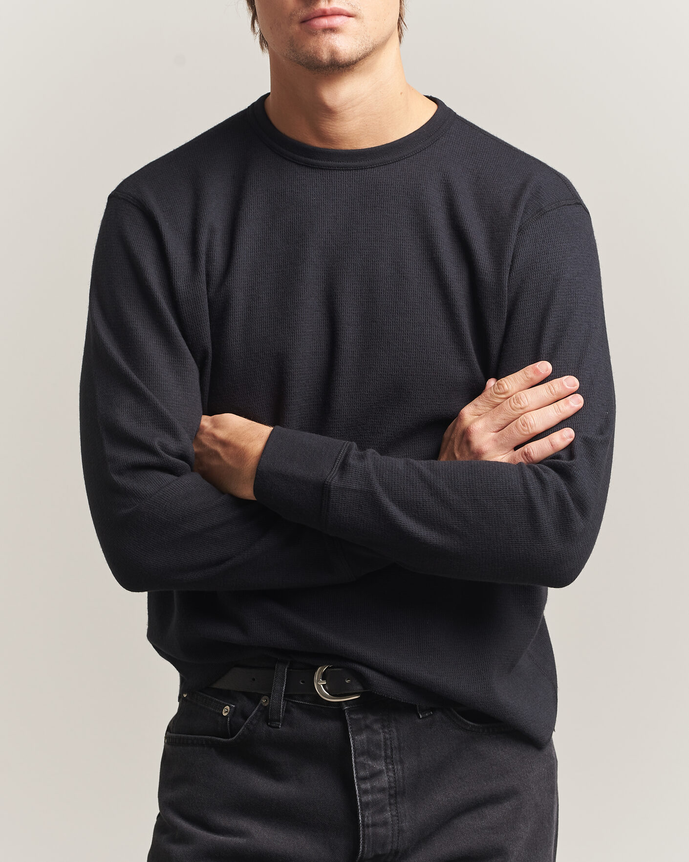 Uomini | T-shirt | Sunflower | Wool Waffle Long Sleeve T-Shirt Black