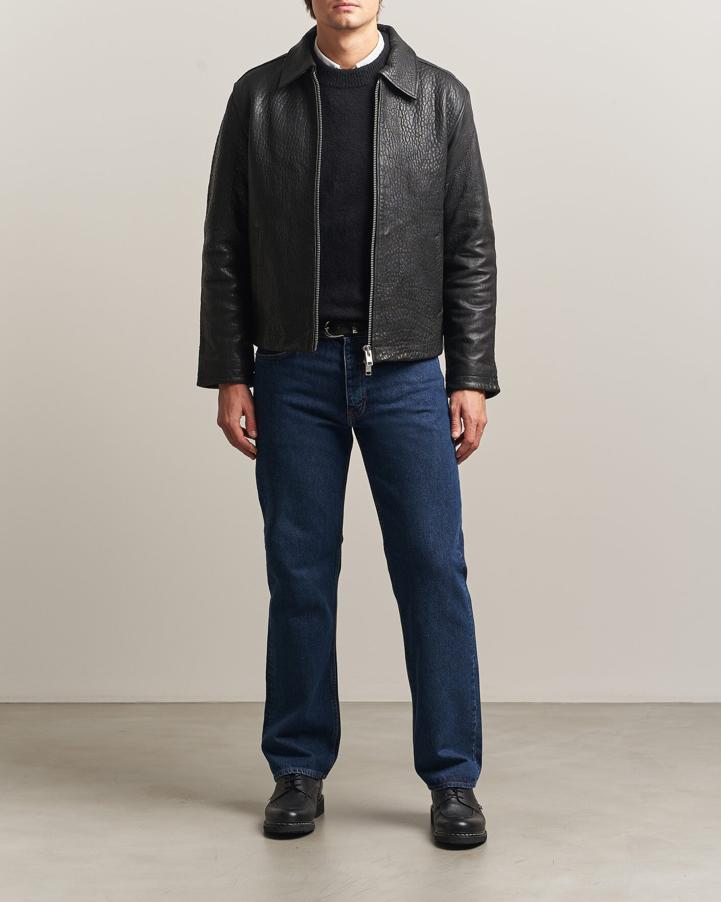 Uomini | Giacche | Sunflower | Short Leather Jacket Black