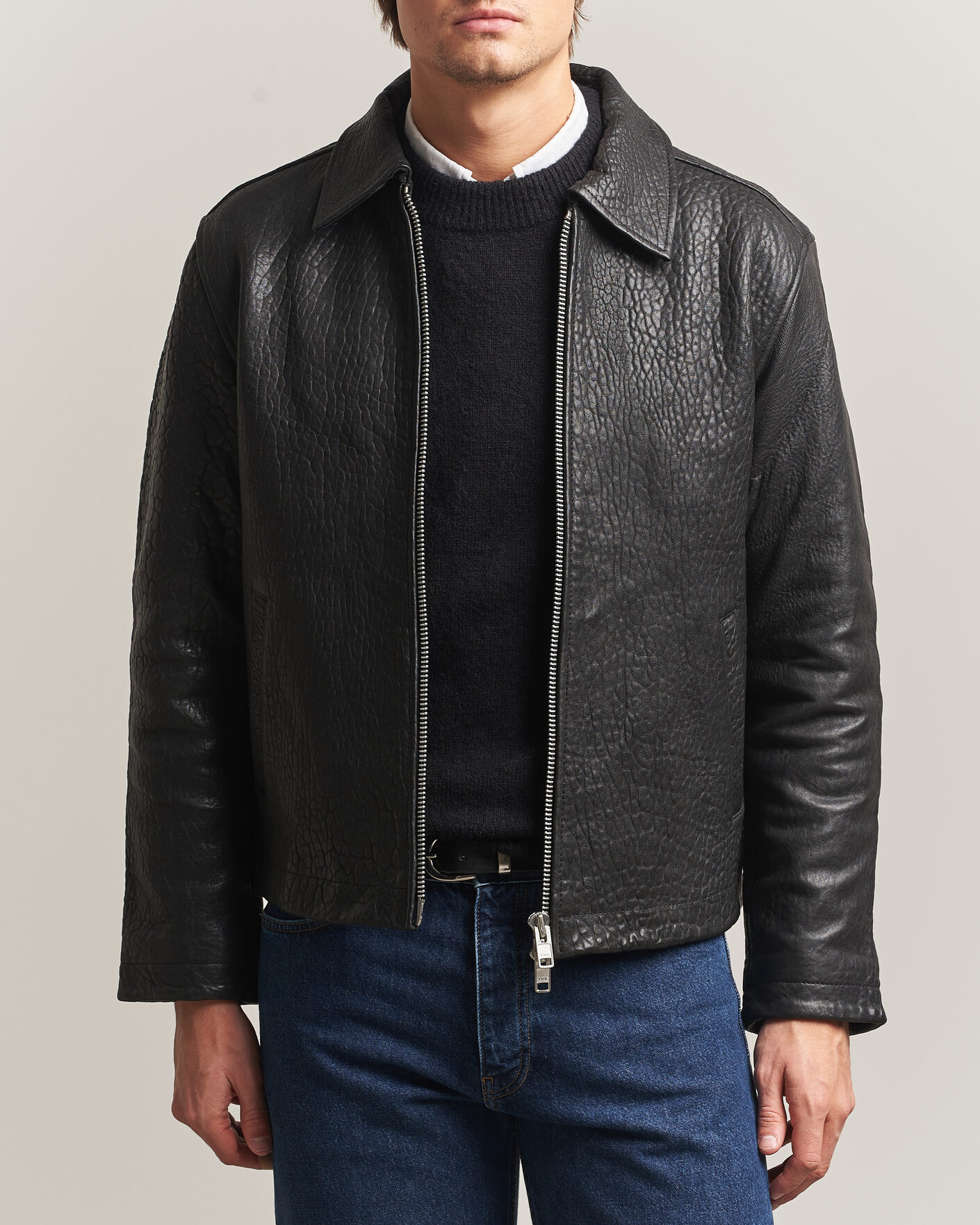 Uomini | Giacche | Sunflower | Short Leather Jacket Black