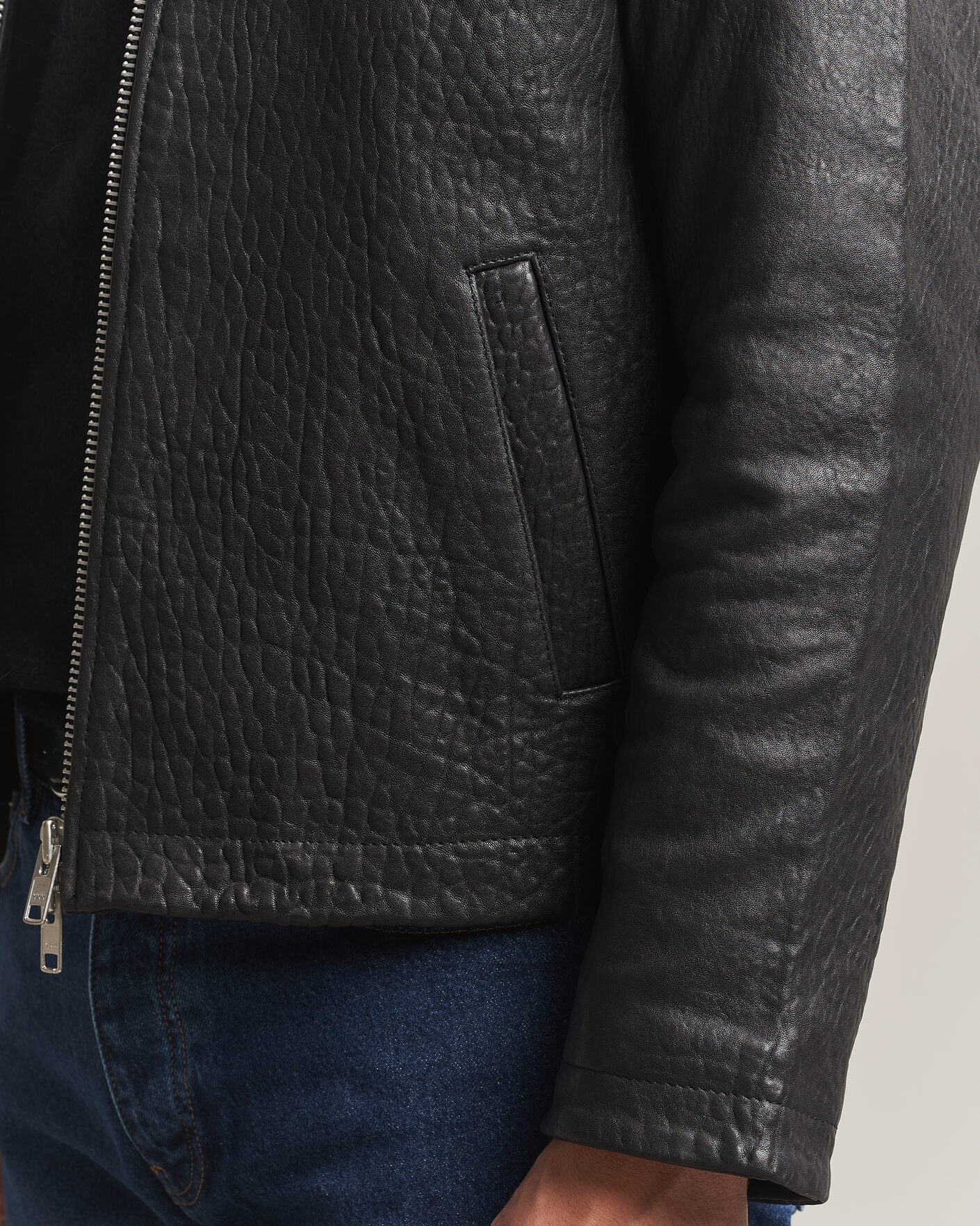 Uomini | Giacche | Sunflower | Short Leather Jacket Black