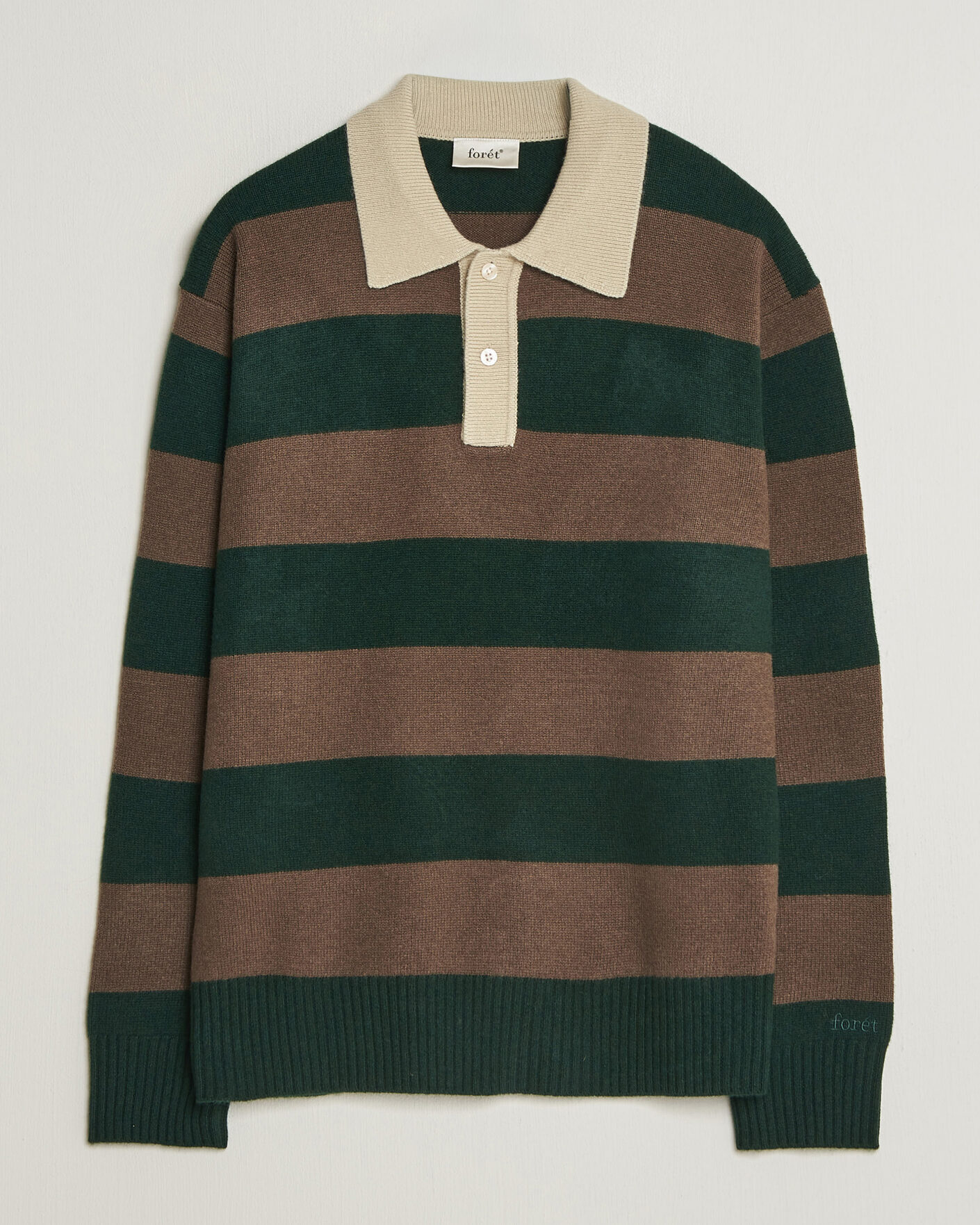 Uomini | Maglieria | Forét | Frost Stripe Knit Polo Deep Green