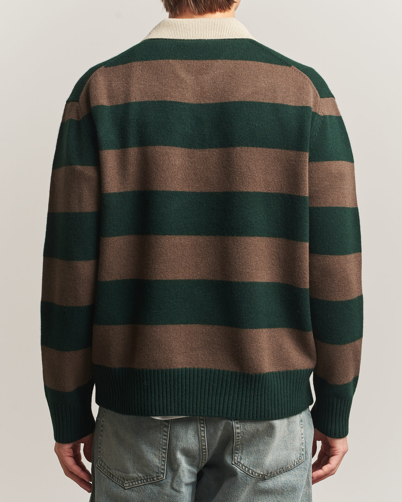 Uomini | Maglieria | Forét | Frost Stripe Knit Polo Deep Green