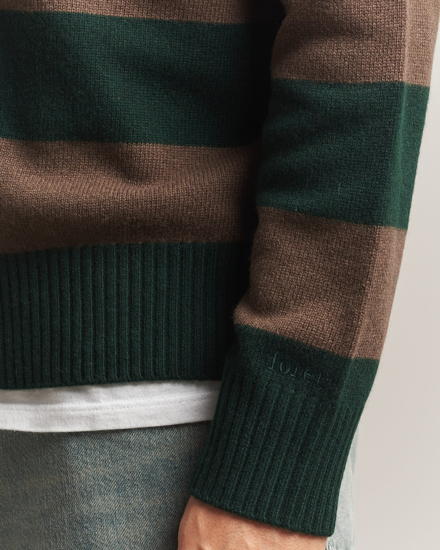 Uomini | Maglieria | Forét | Frost Stripe Knit Polo Deep Green