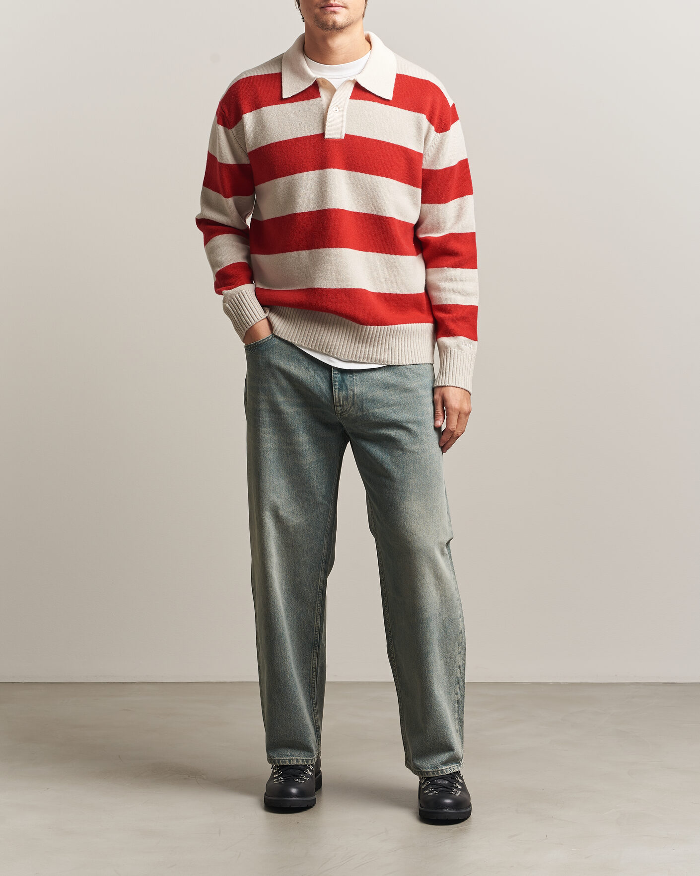 Uomini | Maglieria | Forét | Frost Stripe Knit Polo Red