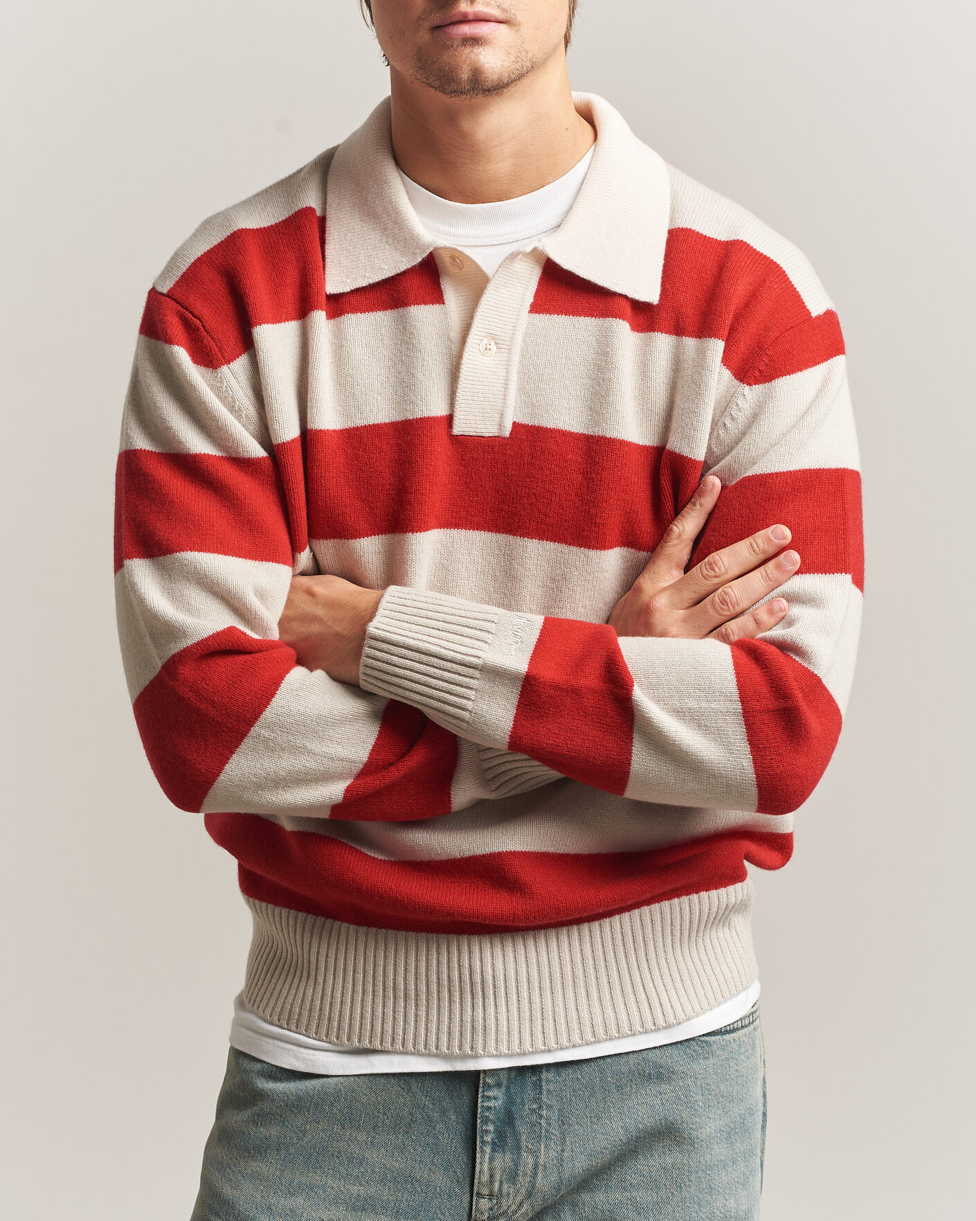 Uomini | Maglieria | Forét | Frost Stripe Knit Polo Red