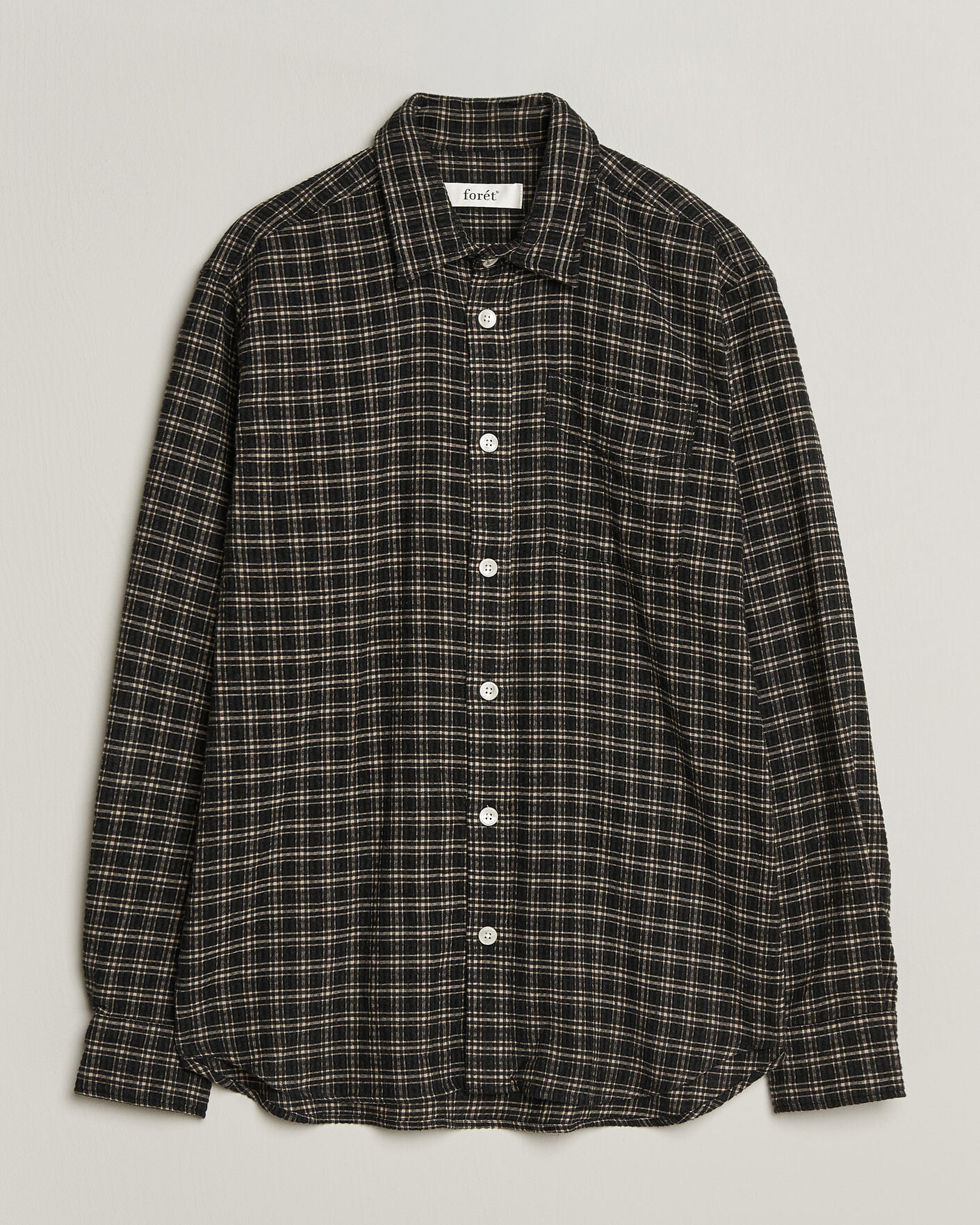 Uomini | Camicie | Forét | Form Regular Fit Italian Check Shirt Black