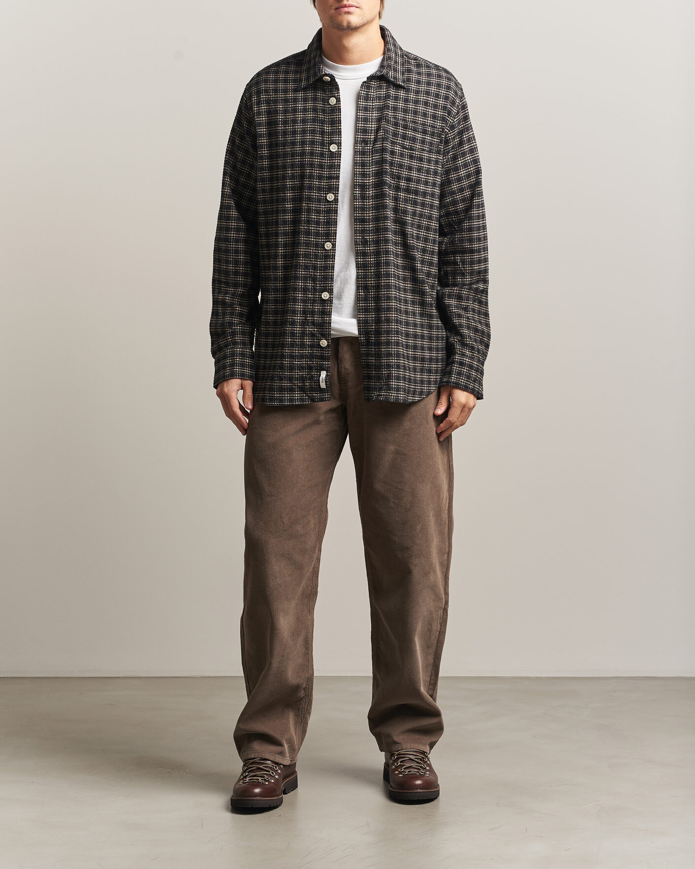 Uomini | Camicie | Forét | Form Regular Fit Italian Check Shirt Black