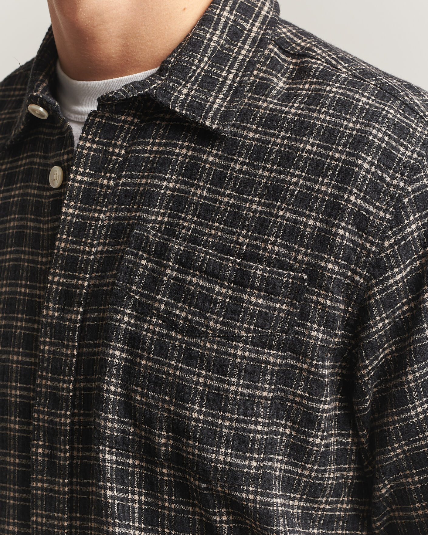 Uomini | Camicie | Forét | Form Regular Fit Italian Check Shirt Black