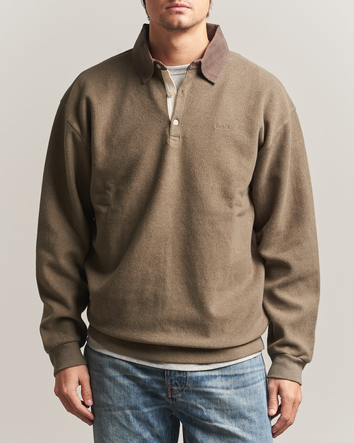 Uomini | Maglieria | Forét | Herb Brushed Rugby Washed Brown