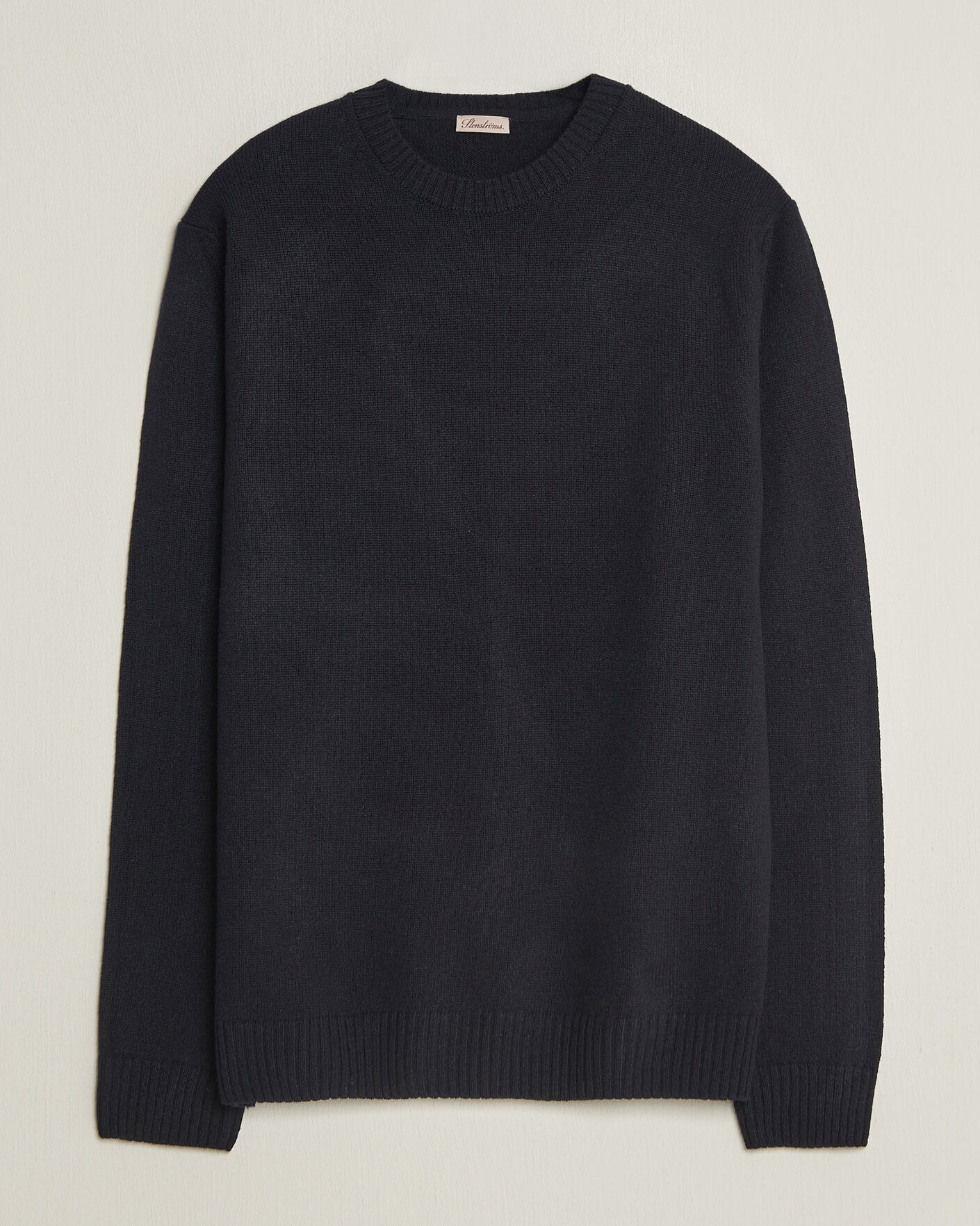 Uomini | Maglieria | Stenströms | Knitted Lambswool Crew Neck Dark Navy