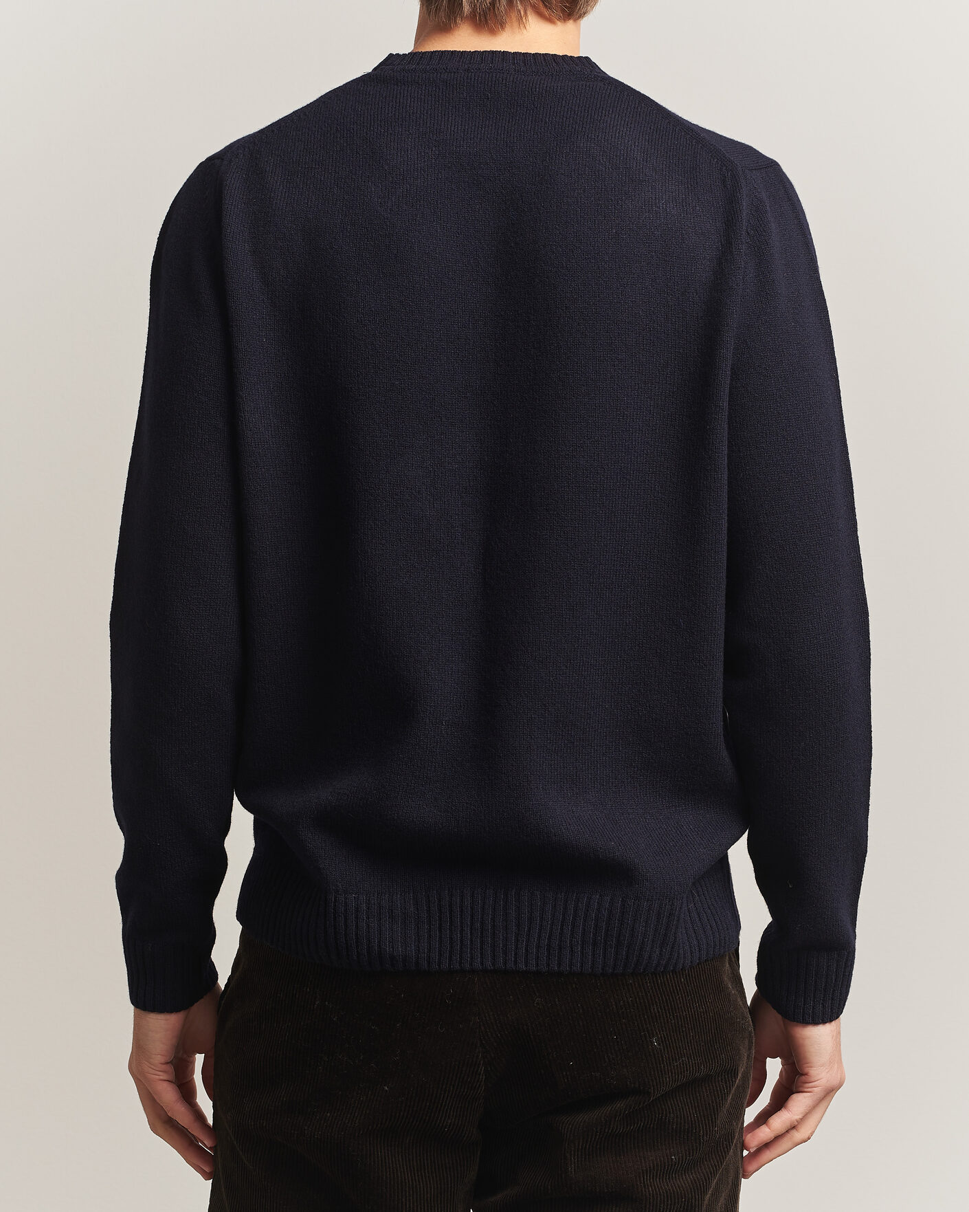 Uomini | Maglieria | Stenströms | Knitted Lambswool Crew Neck Dark Navy