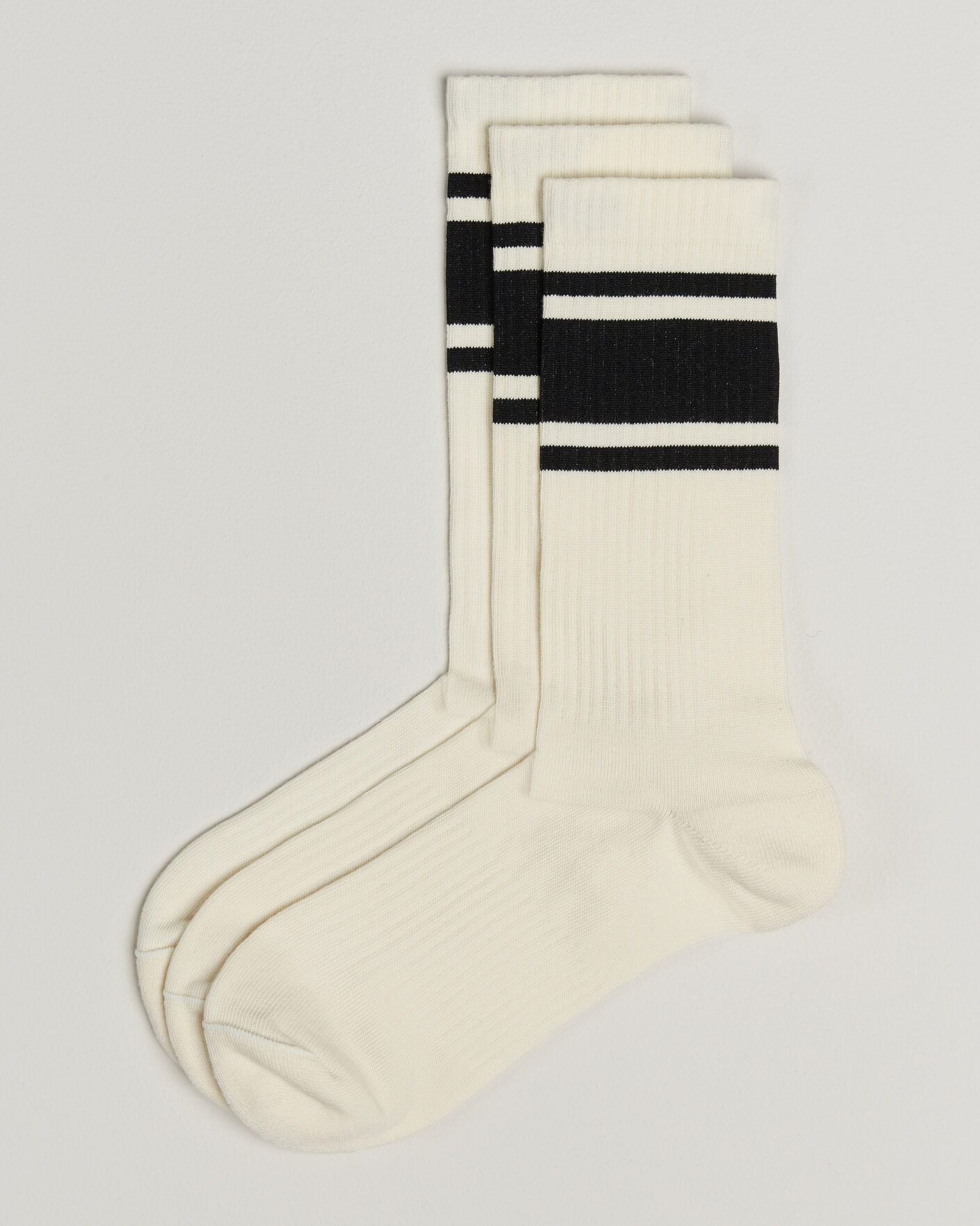 Uomini | Biancheria intima | Sweyd | 3-Pack Triple Stripe Cotton Socks White/Black