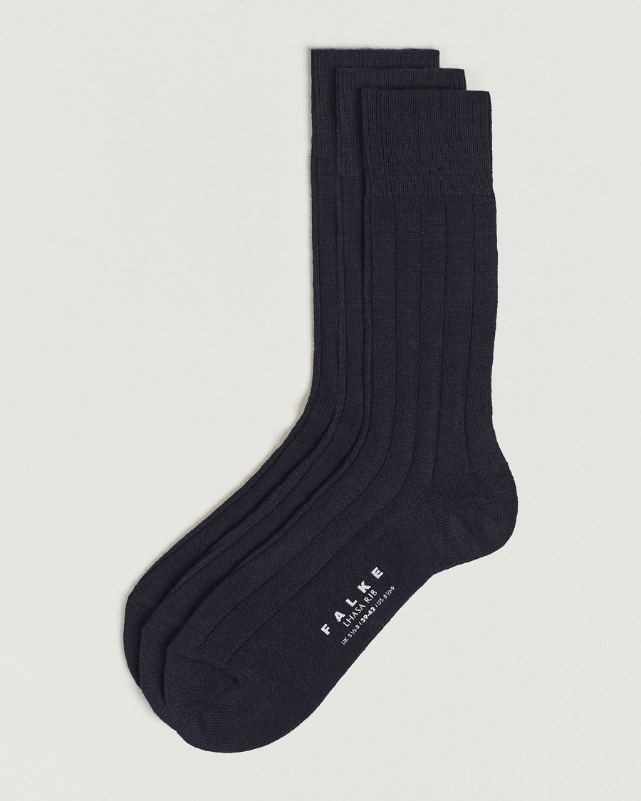 Uomini | Biancheria intima | Falke | 3-Pack Lhasa Cashmere Socks Dark Navy