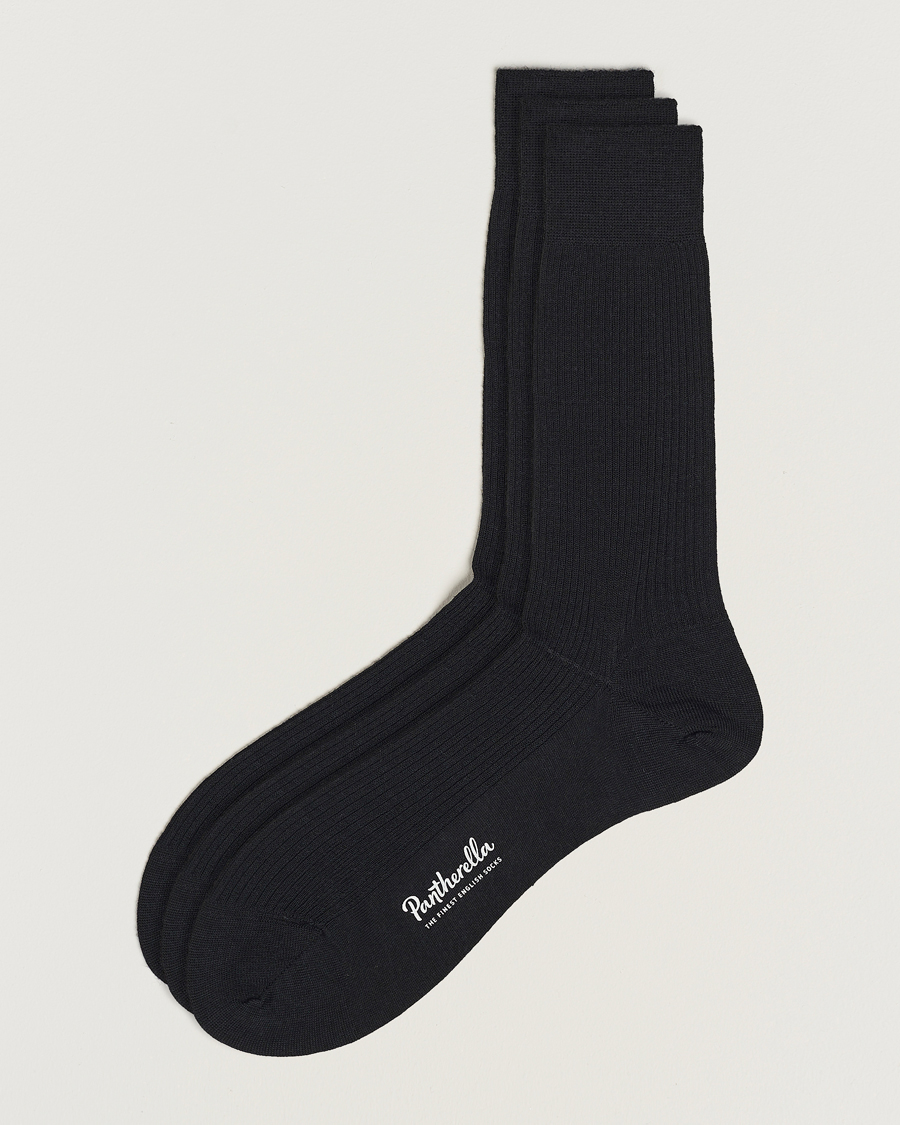 Uomini | Biancheria intima | Pantherella | 3-Pack Naish Merino/Nylon Sock Black