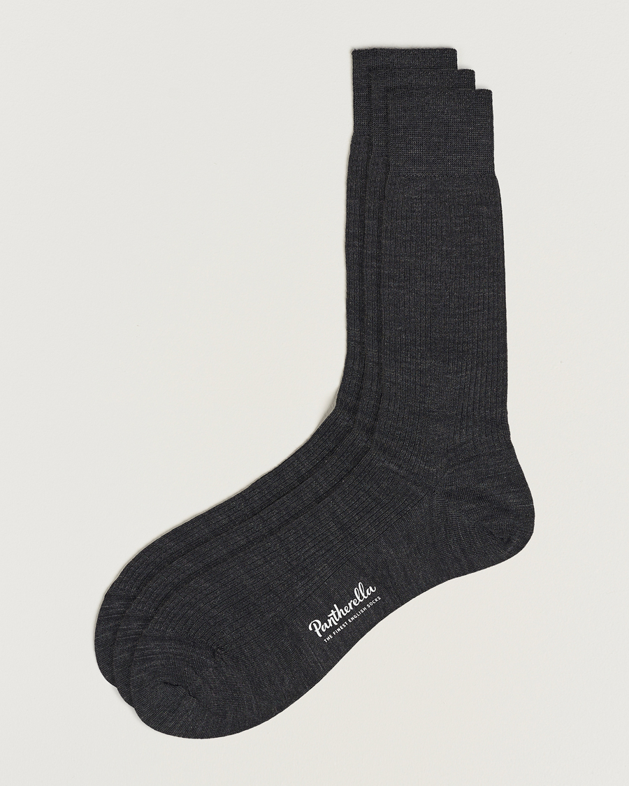 Uomini | Biancheria intima | Pantherella | 3-Pack Naish Merino/Nylon Sock Charcoal