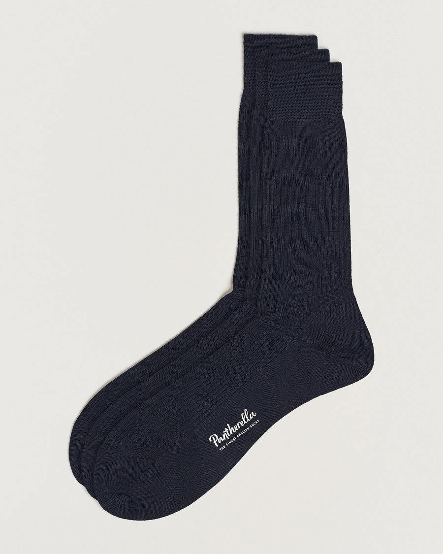 Uomini | Biancheria intima | Pantherella | 3-Pack Naish Merino/Nylon Sock Navy