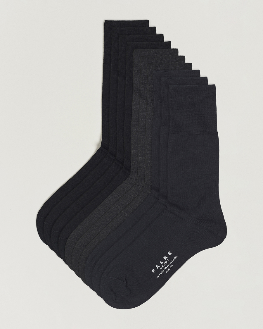 Uomini | Biancheria intima | Falke | 10-Pack Airport Socks Black/Dark Navy/Anthracite Melange