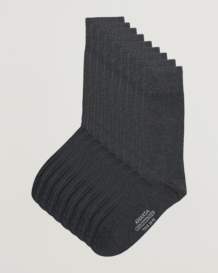 Uomini | Biancheria intima | Amanda Christensen | 9-Pack True Cotton Socks Antrachite Melange