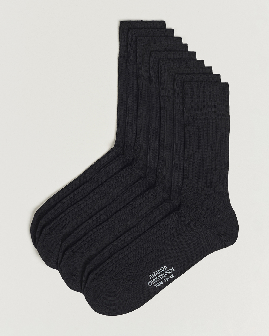 Uomini | Biancheria intima | Amanda Christensen | 9-Pack True Cotton Ribbed Socks Black