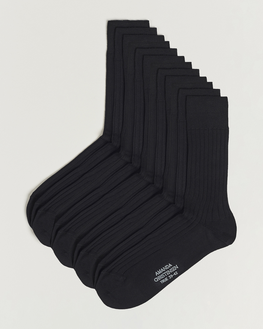 Uomini | Biancheria intima | Amanda Christensen | 12-Pack True Cotton Ribbed Socks Black