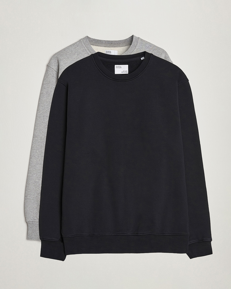 Uomini | Maglieria | Colorful Standard | 2-Pack Classic Organic Crew Neck Sweat Heather Grey/Deep Black