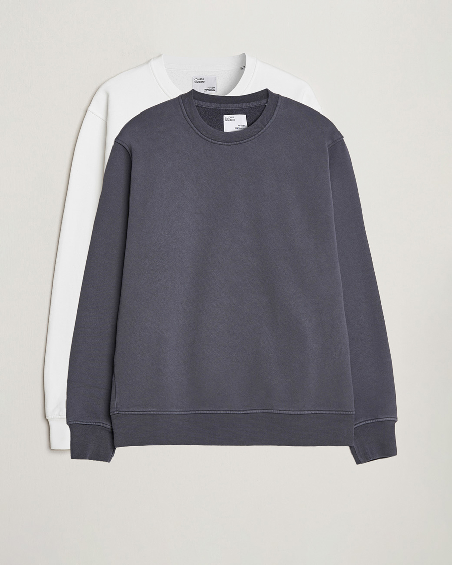 Uomini | Maglieria | Colorful Standard | 2-Pack Classic Organic Crew Neck Sweat Lava Grey/Optical White