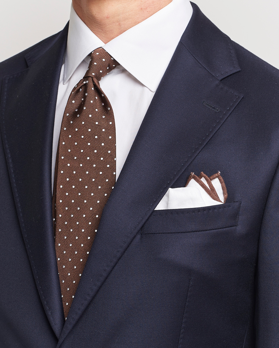 Uomini | Cravatte | Amanda Christensen | Set Tie & Pocket Square Brown/White